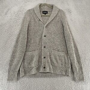 Bonobos Sweater Mens Medium Gray Shawl Collar Cardigan Wool Button Front Knit
